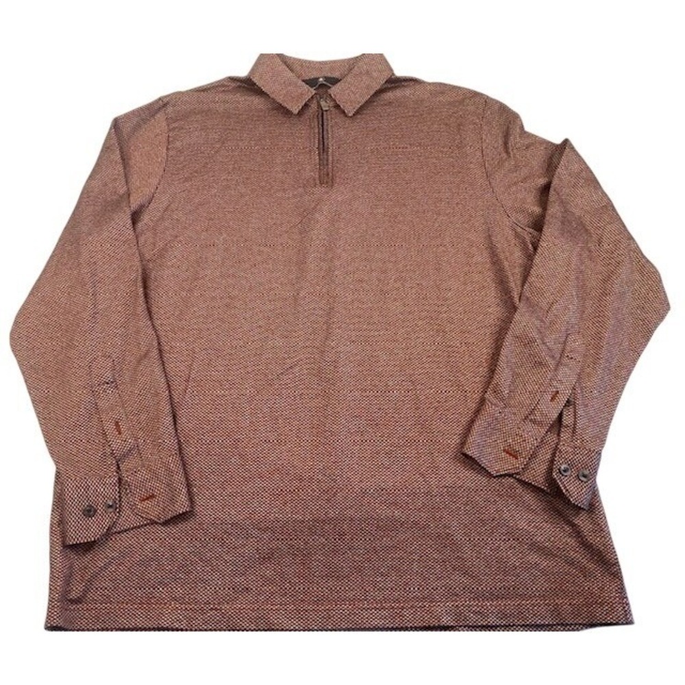 Hart Schaffner Marx Long Sleeve Micro Dot Quarter‎ Zip Burgundy Polo Men Size XL